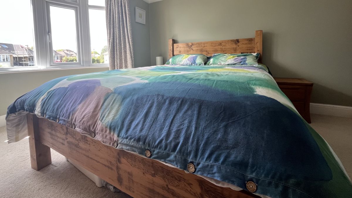 nectar classic hybrid dressed with comforter, pillows, sheets and mattress protector