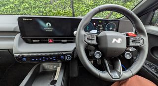 The interior of the Hyundai Ioniq 5 N and its infotainment system