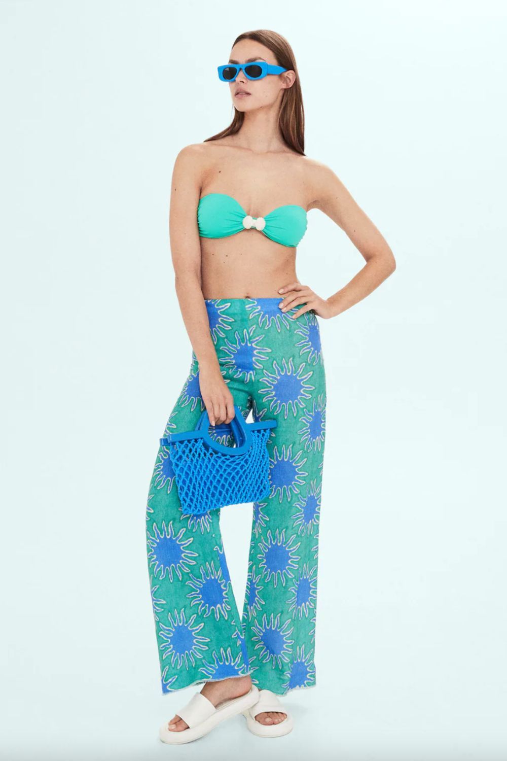 Simon Miller x Mango Printed linen wideleg trousers