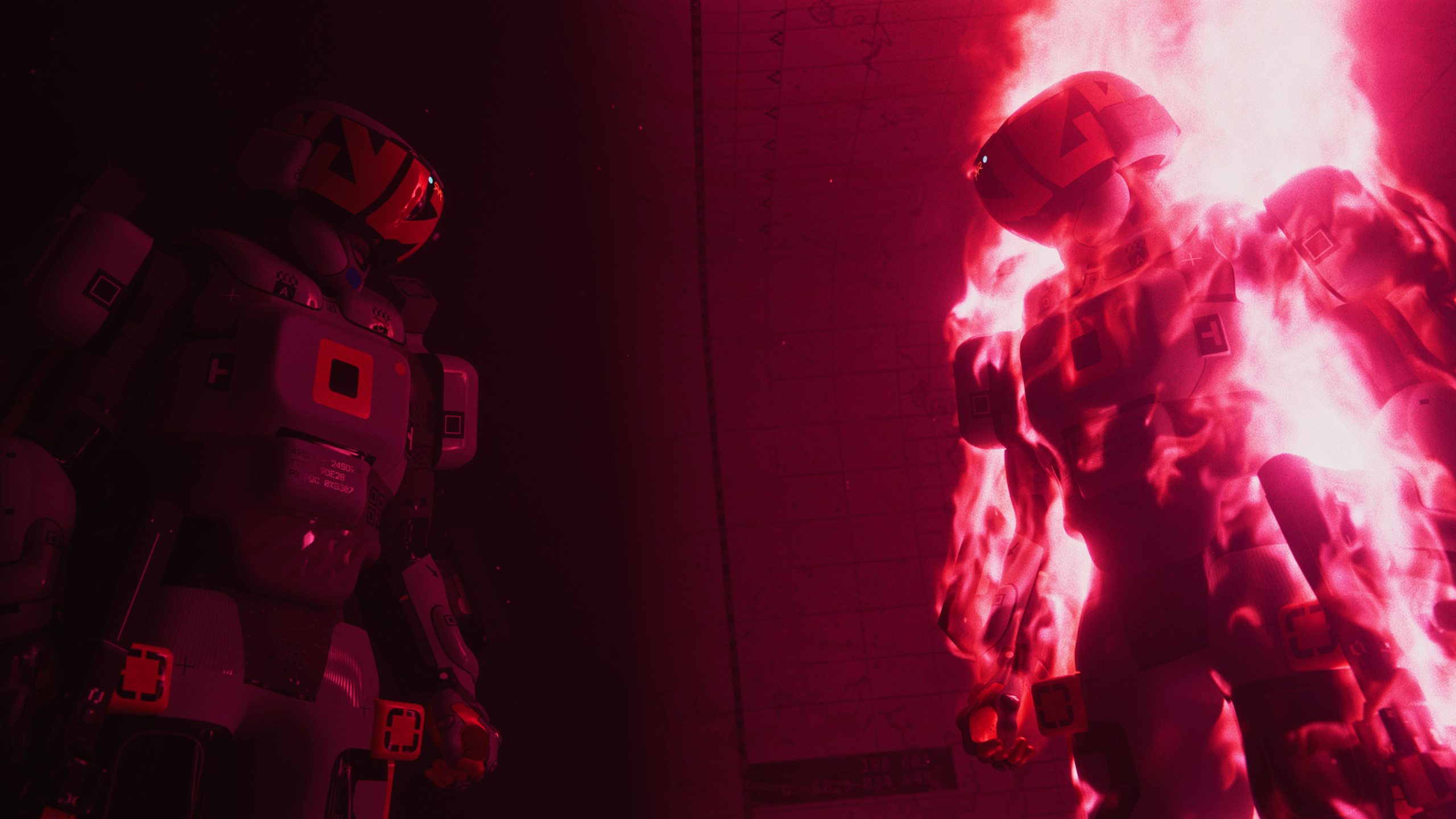 Marathon: The Destroyer shell face-to-face with a flaming apparition mirroring them.