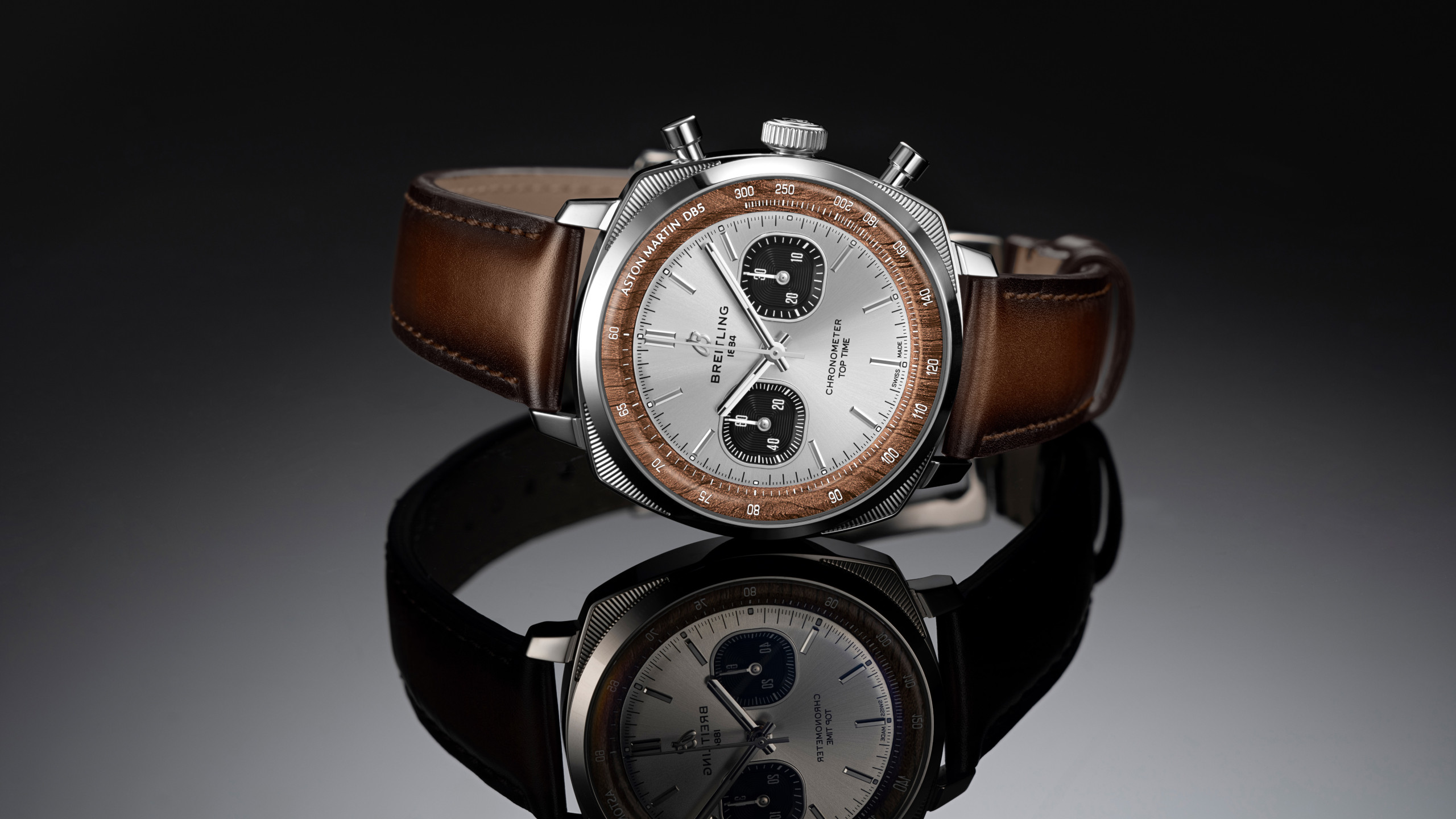 Breitling Top Time B01 Chronograph 41 Tribute to Aston Martin DB5 in stainless steel with silver dial