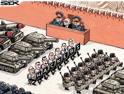 Editorial cartoon U.S. Vladimir Putin Russian hackers
