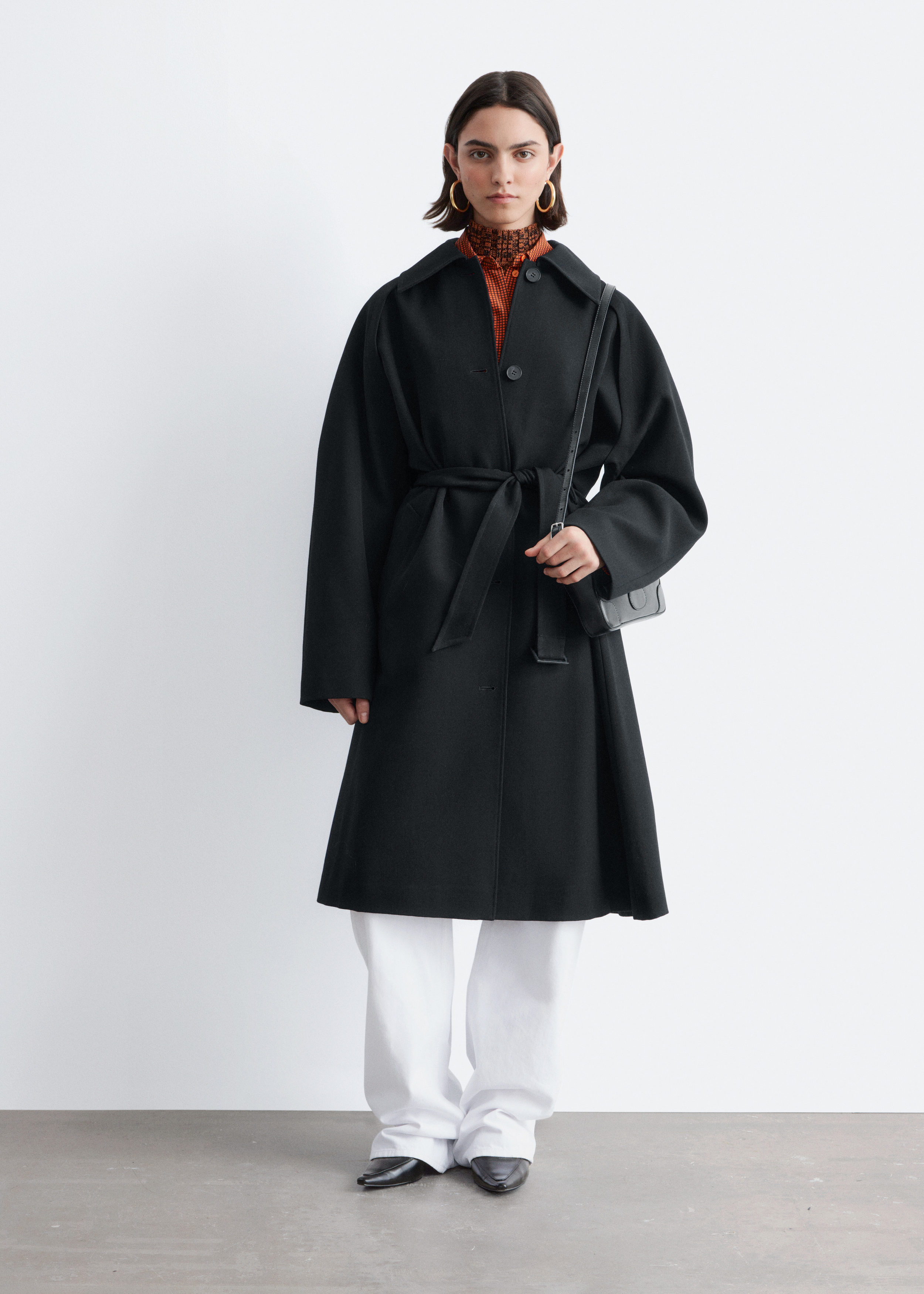 Tie-Belt Wool Trench Coat