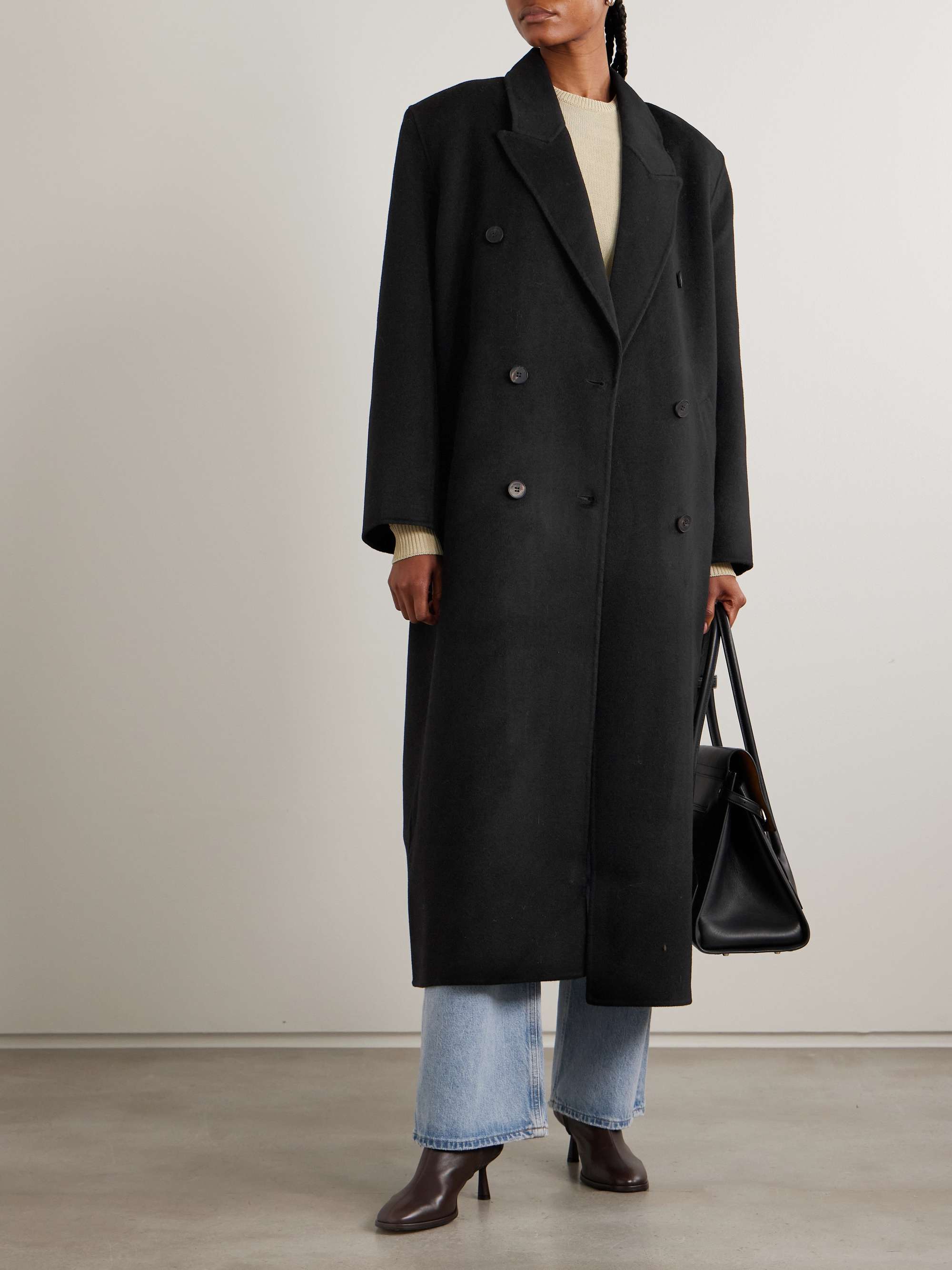 Gaia Oversized Double-Breasted Wool-Blend Coat