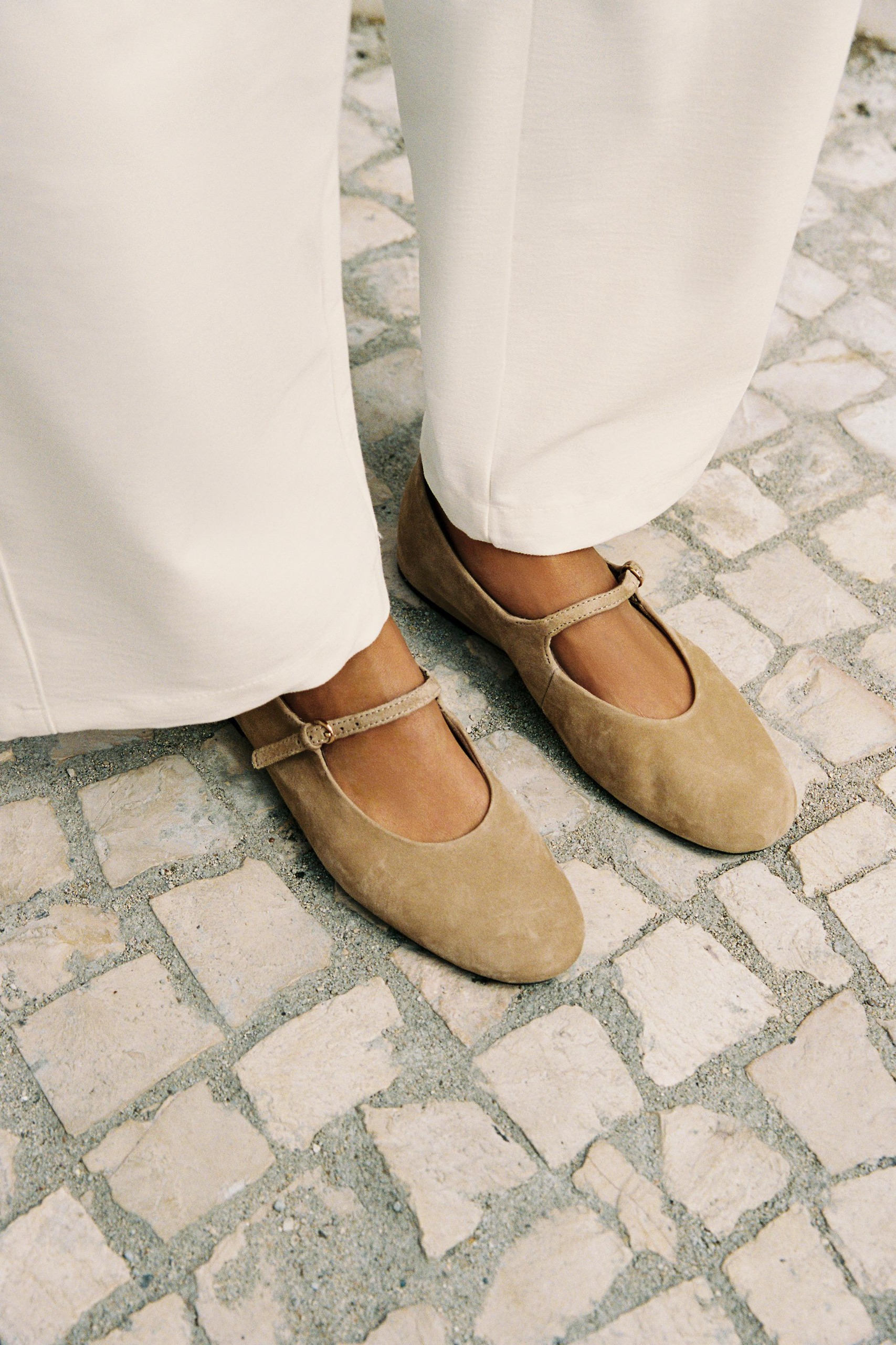 Suede Ballet Flats - Sandy Brown - 5