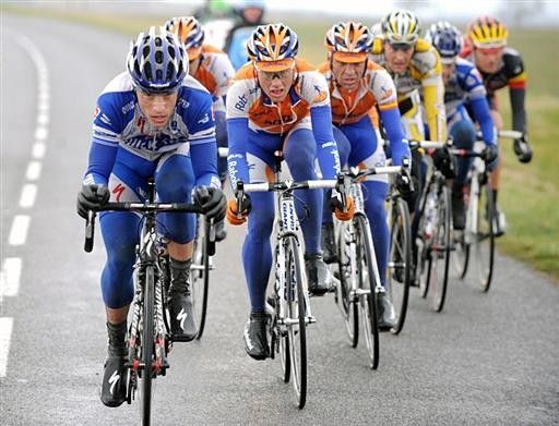 Sylvain Chavanel (Quick Step) leads the split which formed in the finale.