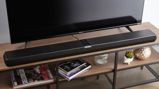 the panorama 3 soundbar beneath a TV