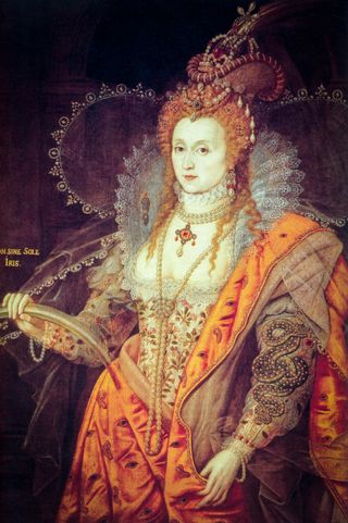 The fabric found at St Faith's Church in Bacton resembles the gown Queen Elizabeth I wears in The Rainbow portrait by Marcus Gheeraerts the Younger