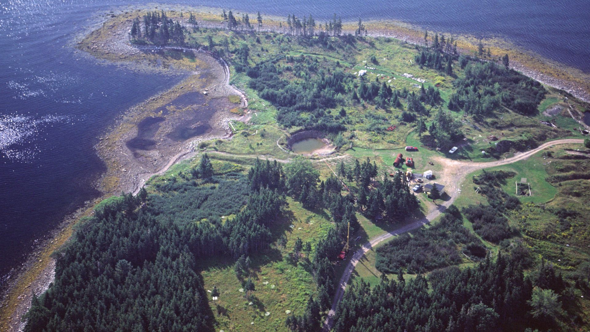 The Oak Island Money Pit as seen from above
