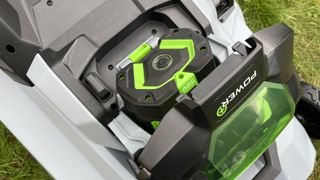 battery on the ego power plus cordless lawn mower