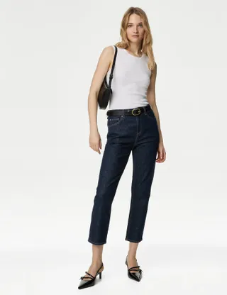 M&S Collection, High Waisted Slim Fit Cropped Jeans