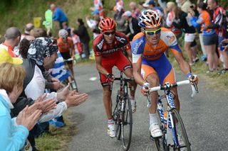 Luis Leon Sanchez attacks with Philippe Gilbert in tow