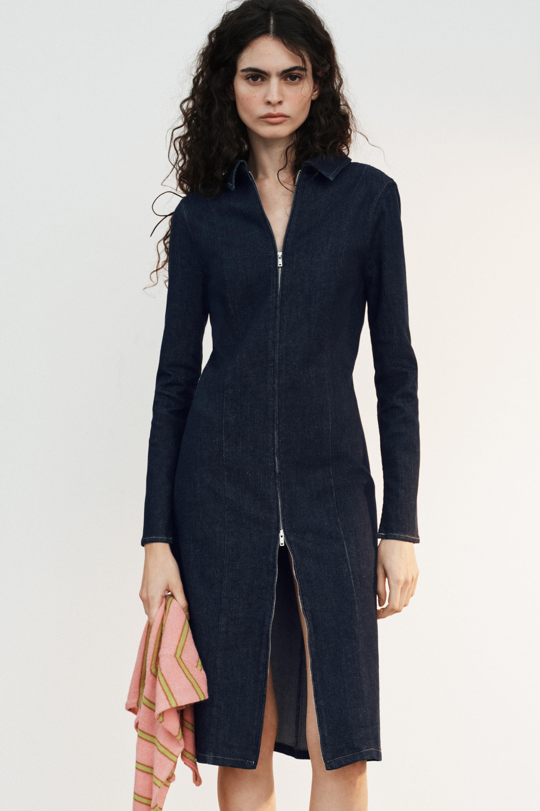 zara, Trf Denim Zipper Dress