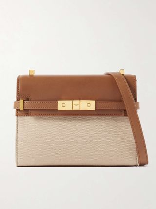 Manhattan Leather and Canvas Shoulder Bag