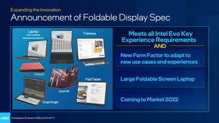 PR slide detailing the announcement of Intel's foldable laptop spec