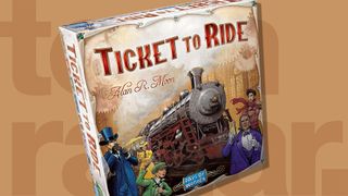 best board games: the box of Ticket to Ride, with a steam train on it