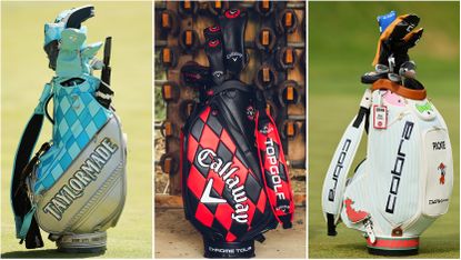 The TaylorMade, Callaway and Cobra staff bags for the 2024 PGA Championship.