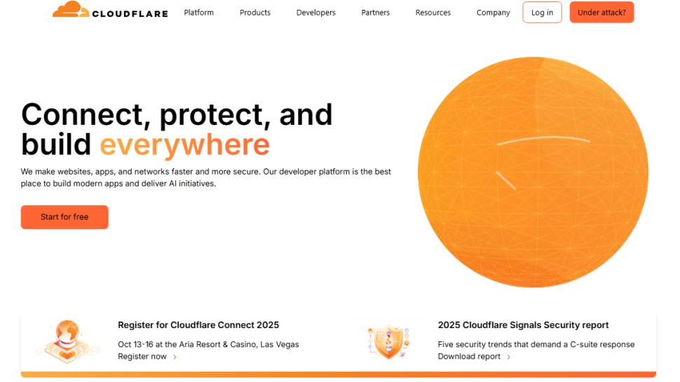 Website screenshot of Cloudflare (September, 2025)