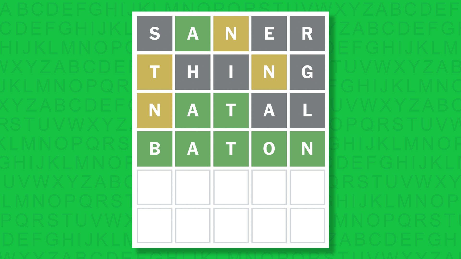 NYT Wordle answer for game 1840 on a green background