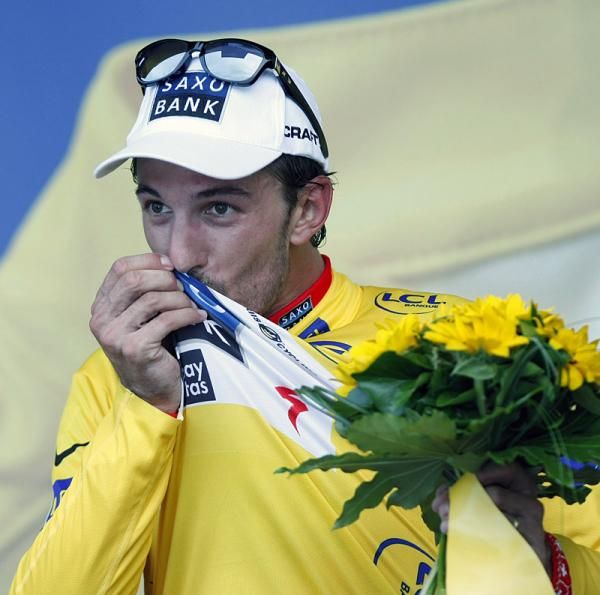 Fabian Cancellara is happy to be in yellow.