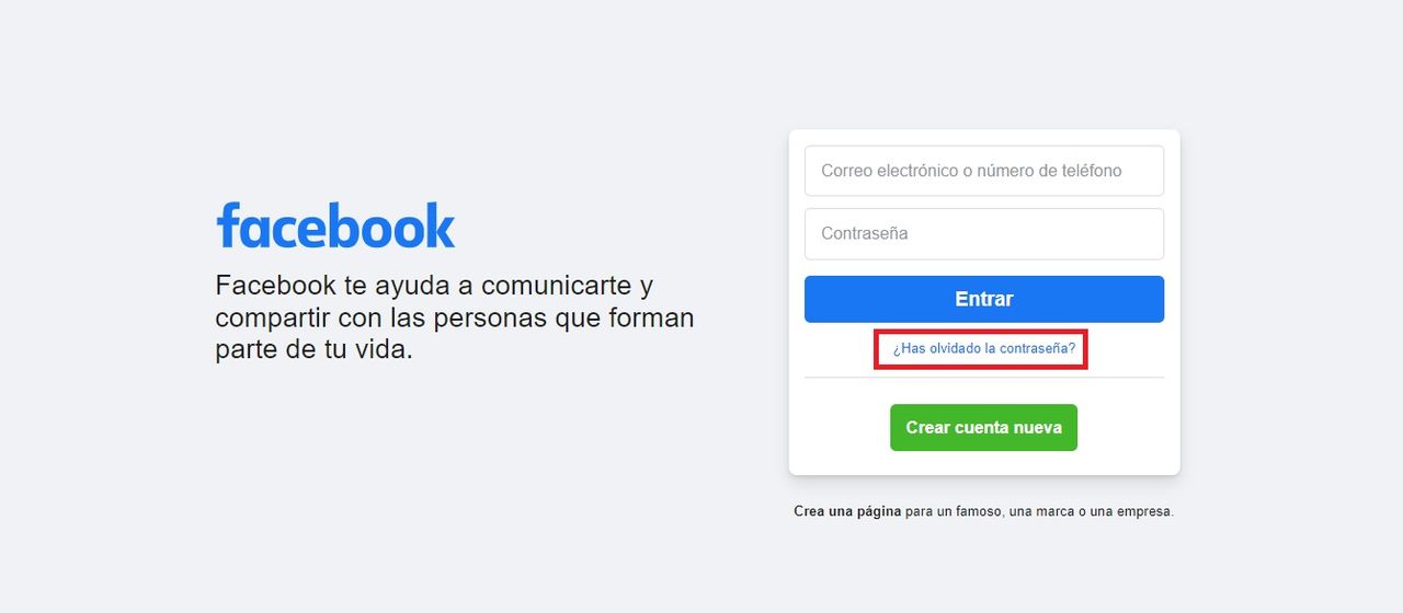 C&oacute;mo resetear tu contrase&ntilde;a de Facebook, paso 1