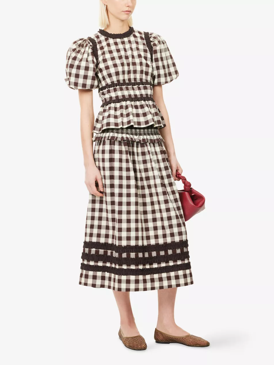 Ava Ruffle-Trim Cotton Midi Skirt - 6