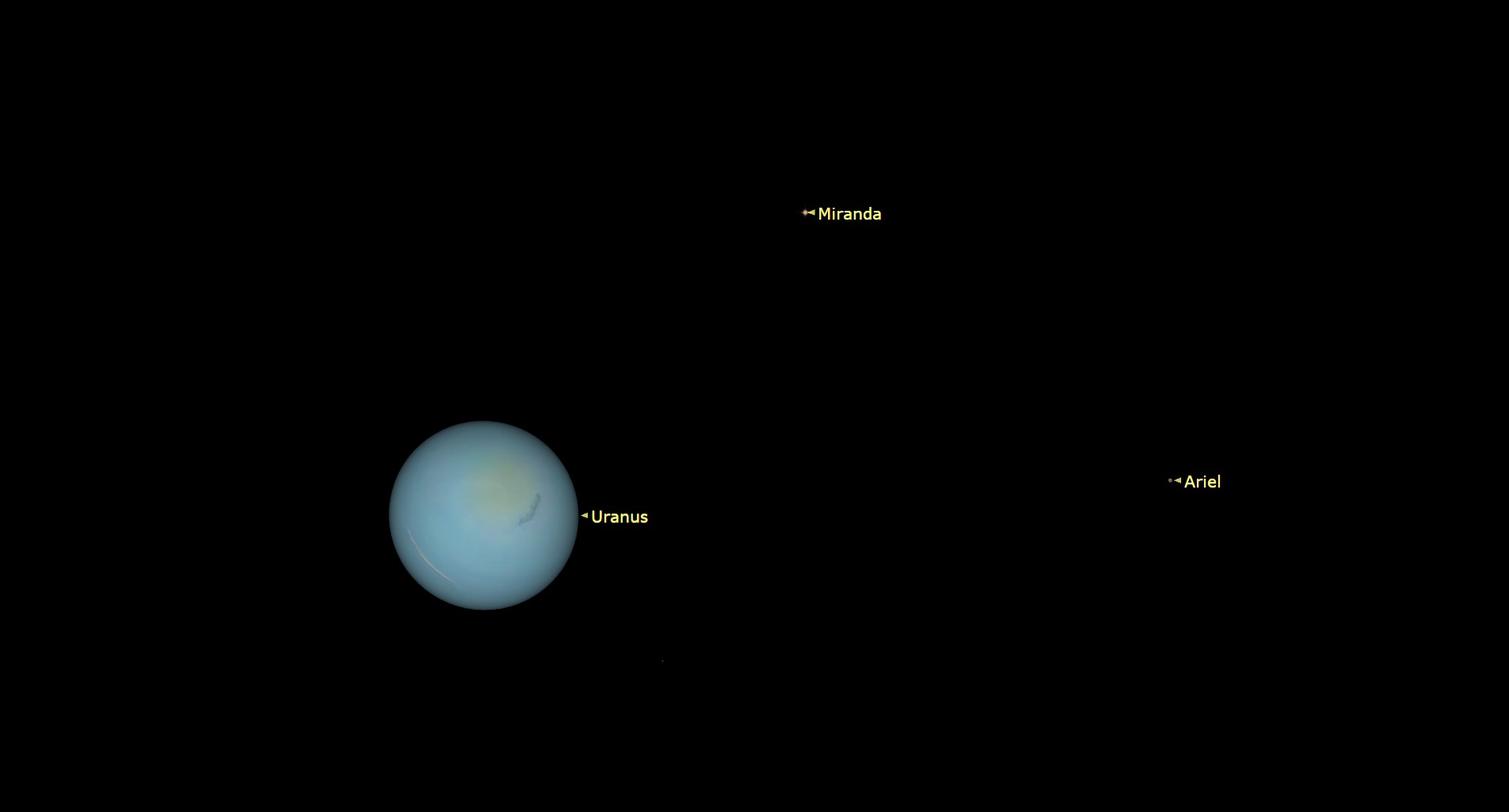 night sky map graphic showing Uranus close up.