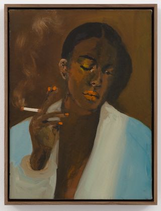 painting of woman smoking