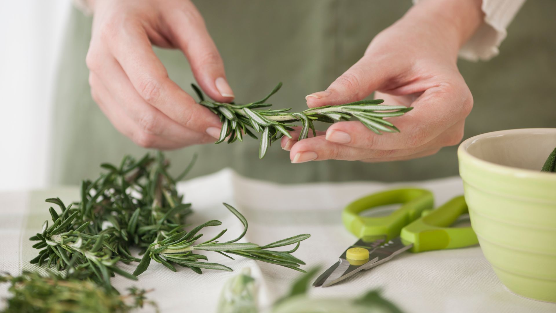 Person cutting herbs