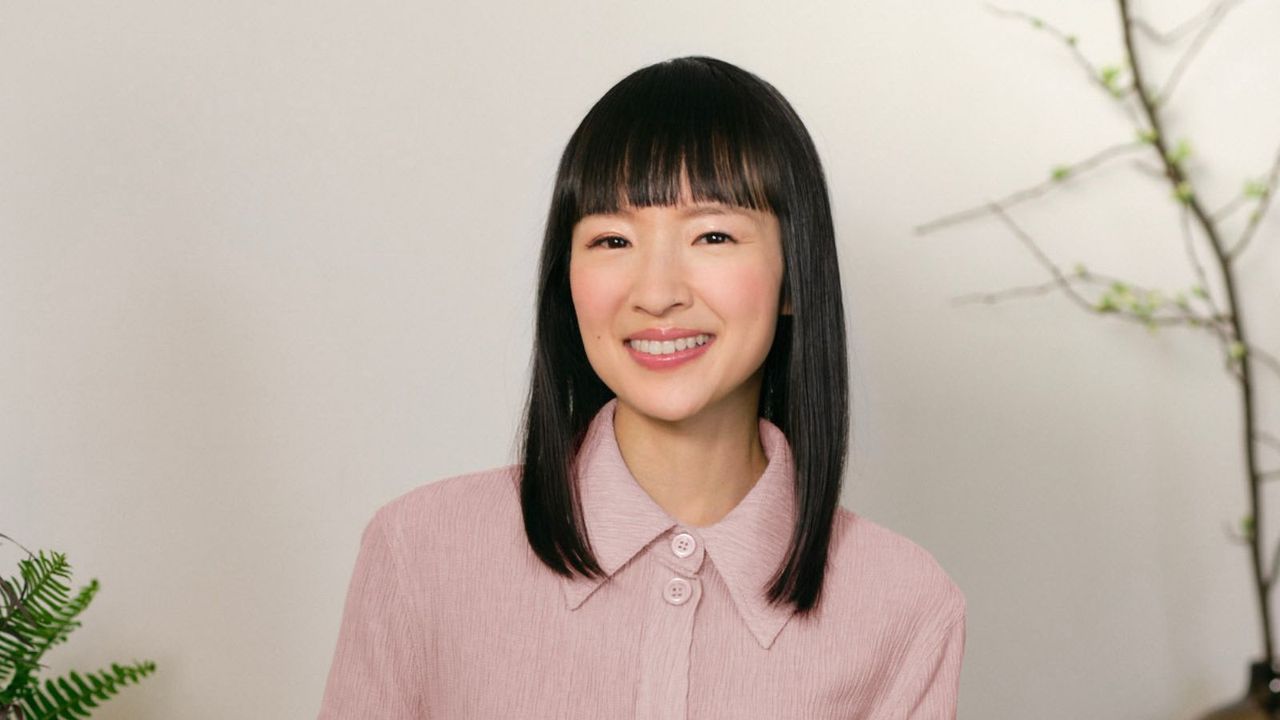 marie kondo on a white background