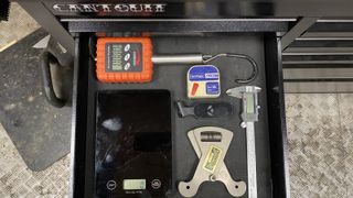 A drawer of bike testing tools
