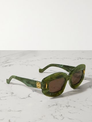 Screen Square-Frame Marbled Acetate Sunglasses