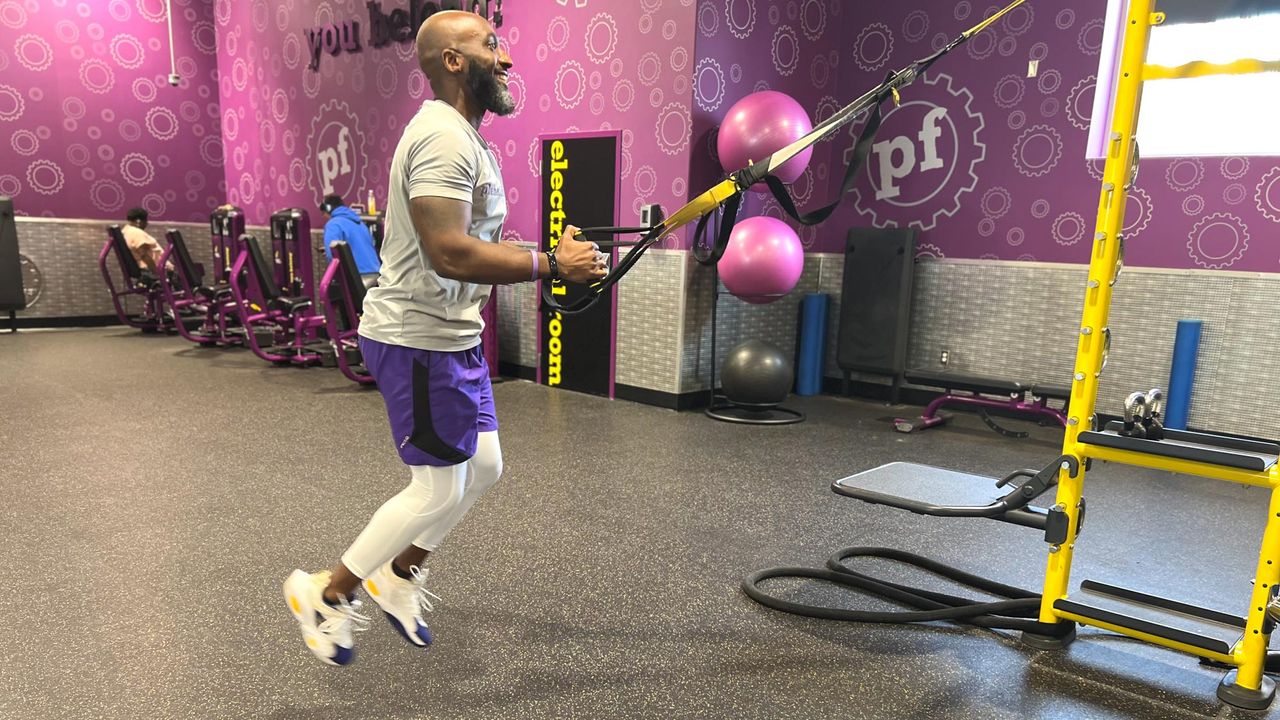 Teddy Savage performing TRX cycle jumps