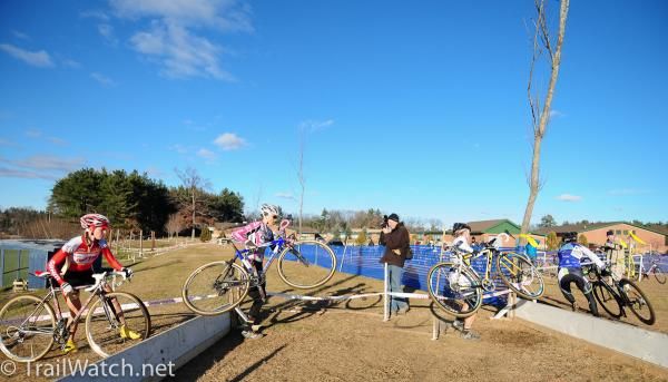The lead women take to the barriers