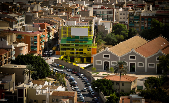 An aerial view of the Jardin Vertical