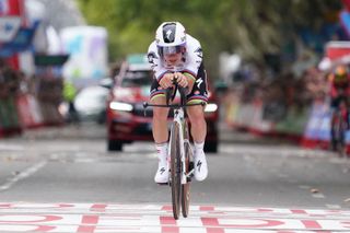 Team Quick Steps Belgian rider Remco Evenepoel competes in the stage 10 of the 2023 La Vuelta cycling tour of Spain a 258 km individual time trial in Valladolid on September 5 2023 Photo by CESAR MANSO AFP Photo by CESAR MANSOAFP via Getty Images