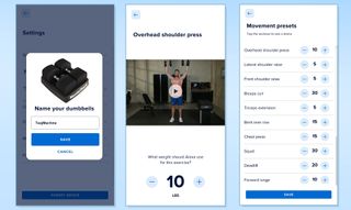 NordicTrack iSelect Voice-Controlled Dumbbells app settings