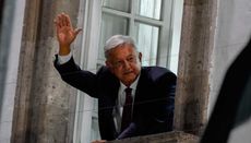 Obrador waves to supporters following strong result in Mexican presidential election