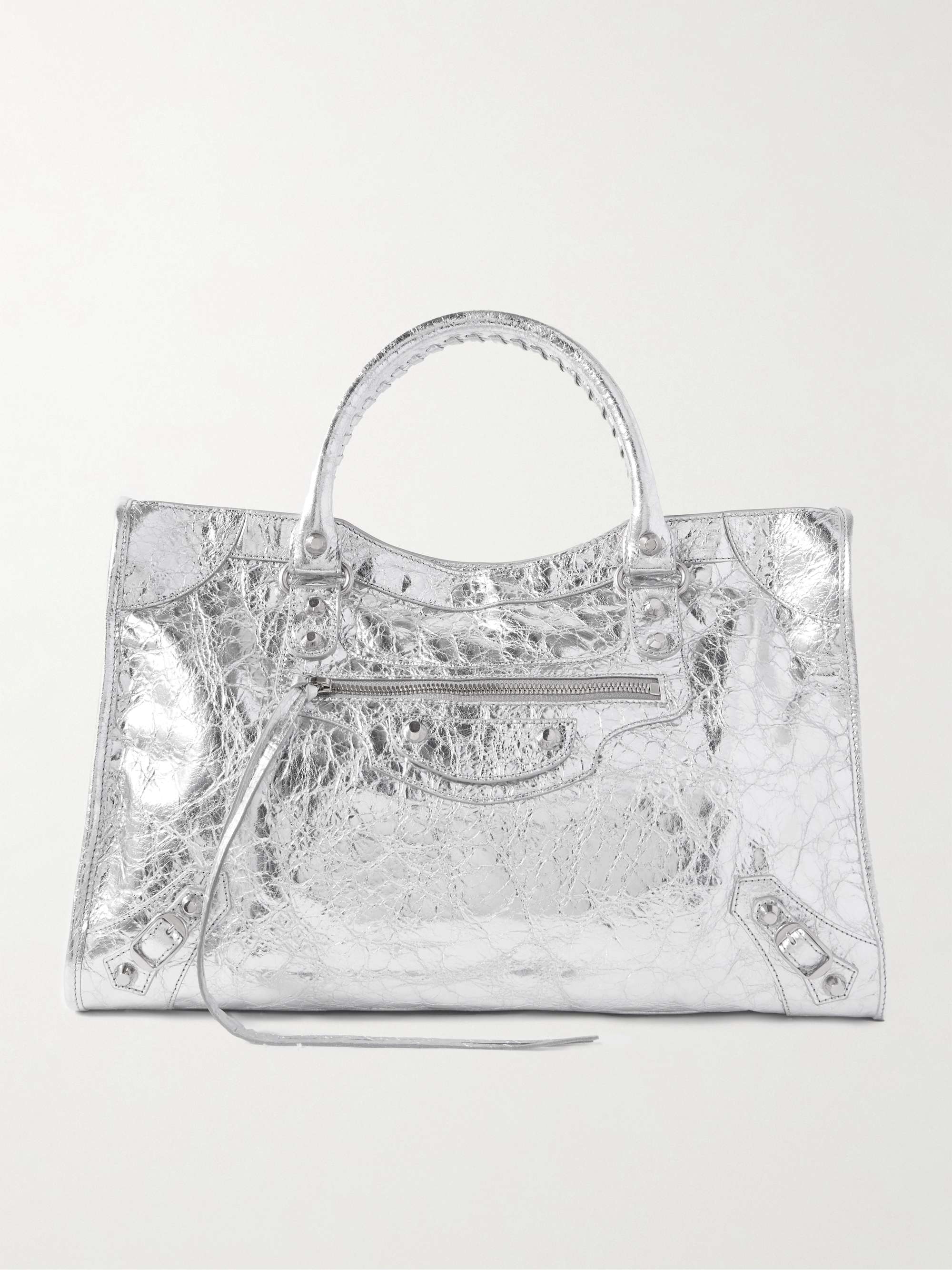 Le City Medium Metallic Textured-Leather Tote