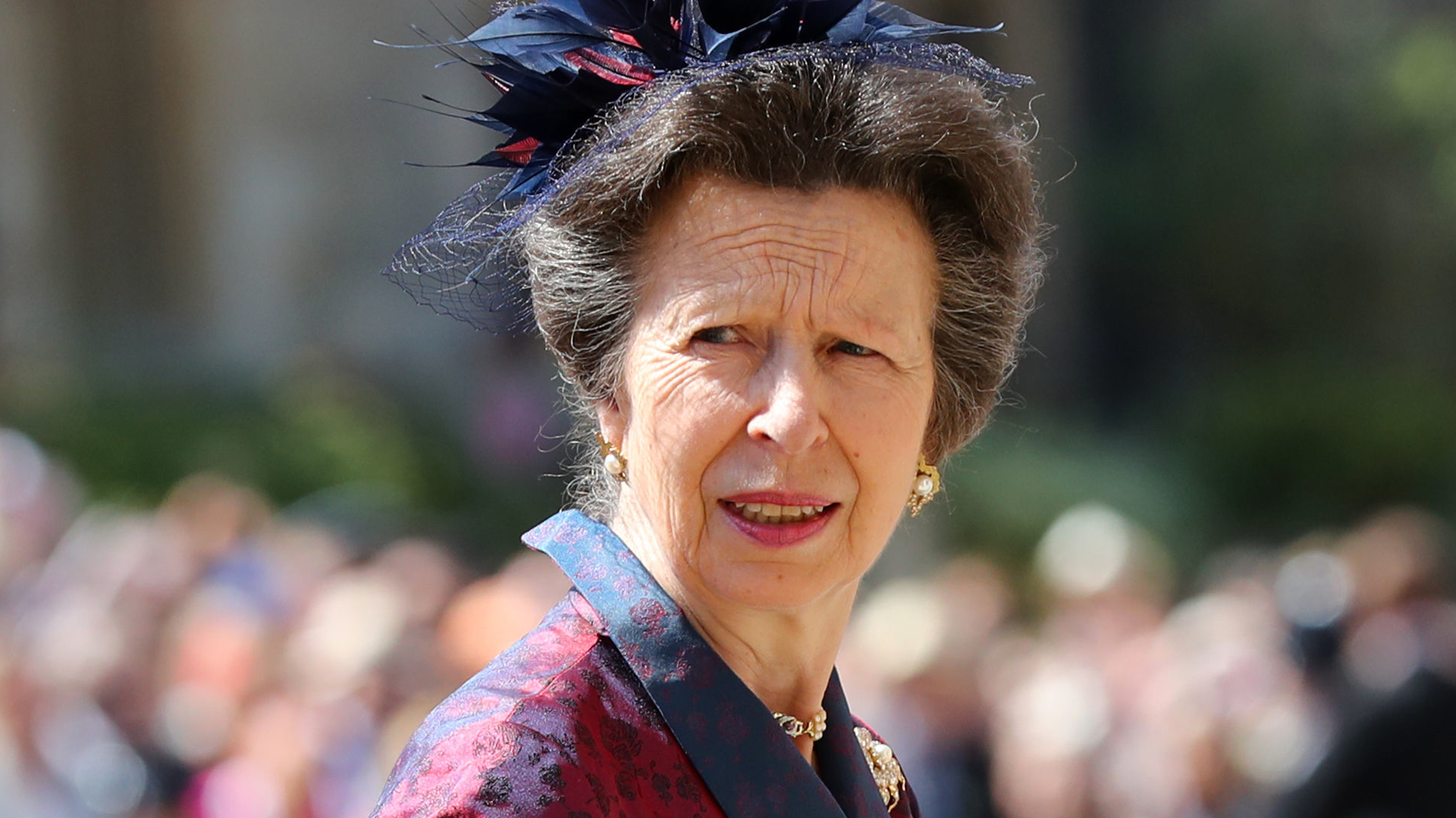 Princess Anne arrives at St. George's Chapel at Windsor Castle on May 19, 2018.
