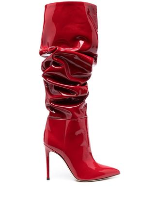 110mm patent-leather slouchy boots