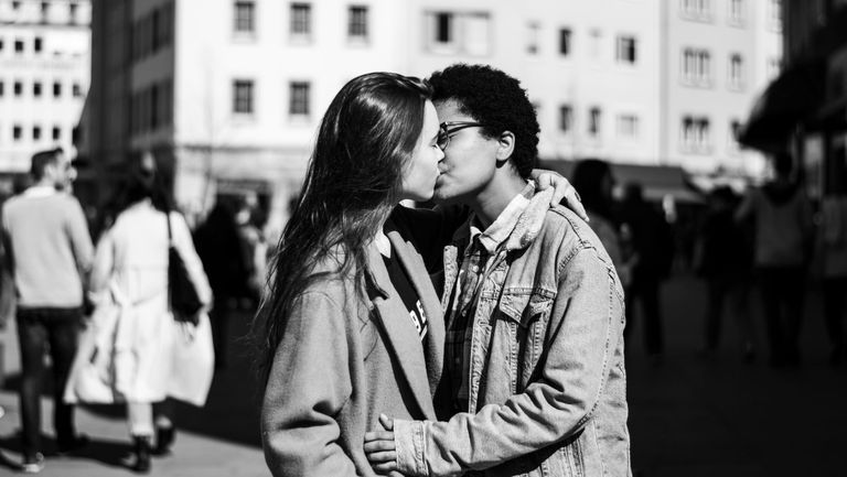 Photograph, Black-and-white, White, Black, People, Monochrome, Monochrome photography, Kiss, Snapshot, Interaction,