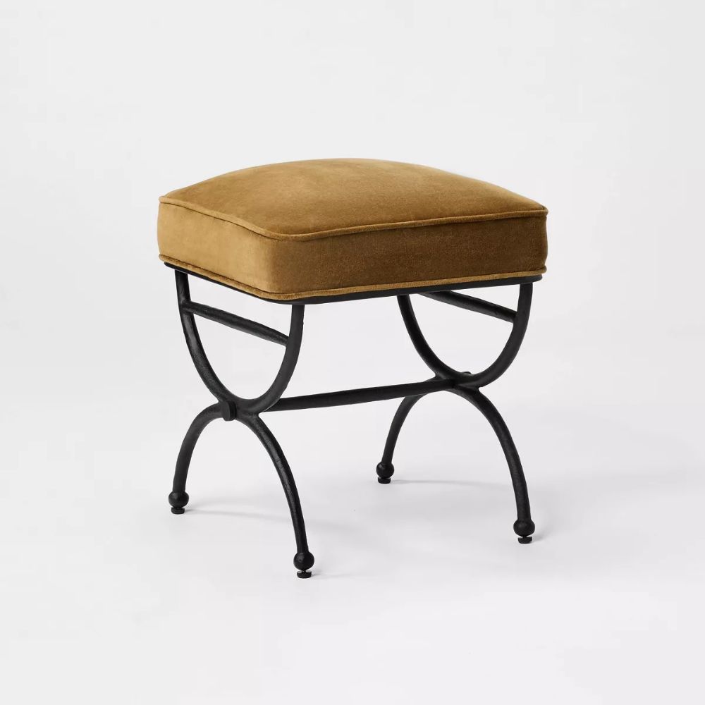 Upholstered Metal Legs Ottoman