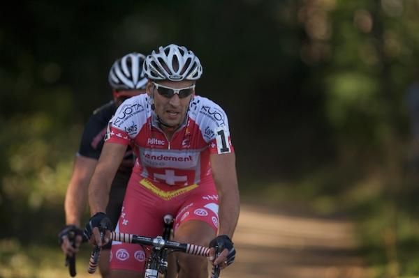 Switzerland's Christian Heule (Rendementhypo Cycling Team) and Jonathan Page rode away from the elite men's field.