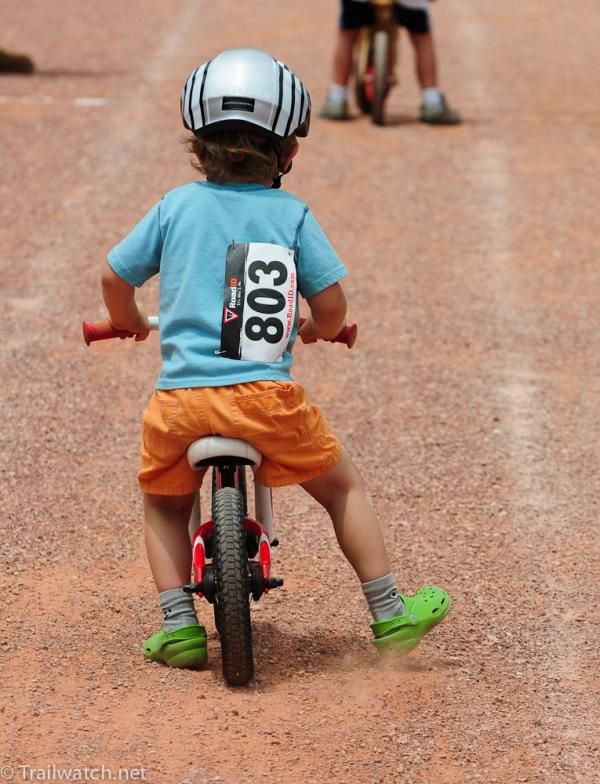 Kids raced on the dirt track this afternoon.