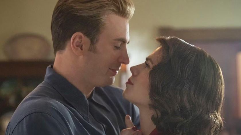 Steve Rogers and Peggy Carter dancing close together in Avengers: Endgame