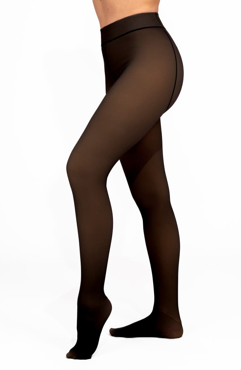 Faux Sheer Fleece Lined Tights