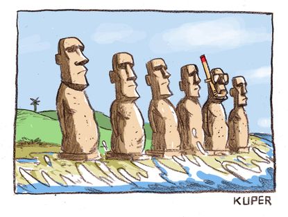 Editorial Cartoon U.S. Rising Ocean Easter Island