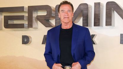 Arnold Schwarzenegger at a press event