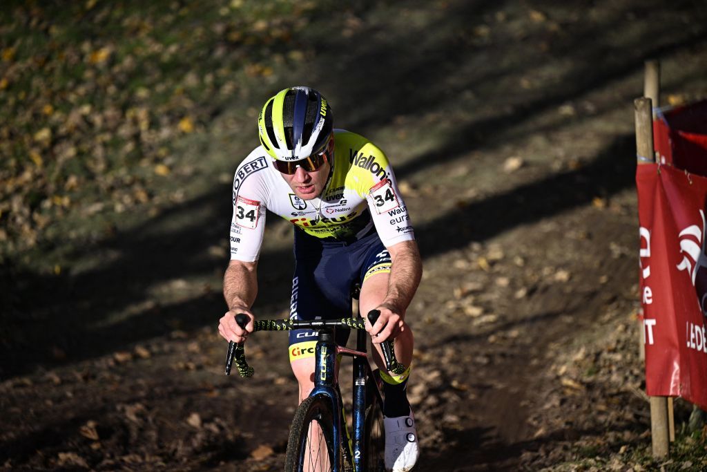 Belgian Gerben Kuypers pictured in action during the mens elite race at the World Cup cyclocross cycling event in Troyes France stage 4 out of 14 of the UCI World Cup cyclocross competition Sunday 19 November 2023BELGA PHOTO JASPER JACOBS Photo by JASPER JACOBS BELGA MAG Belga via AFP Photo by JASPER JACOBSBELGA MAGAFP via Getty Images